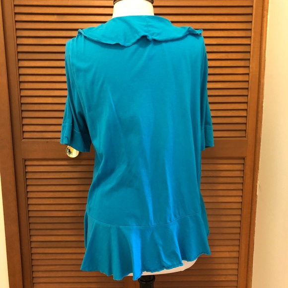 Lane Bryant blue ruffle trim cardigan 22/24 - Picture 5 of 8